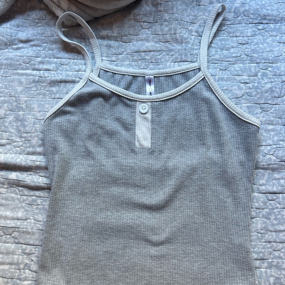Gray Ribbed Tank Top - Picture 2 of 2